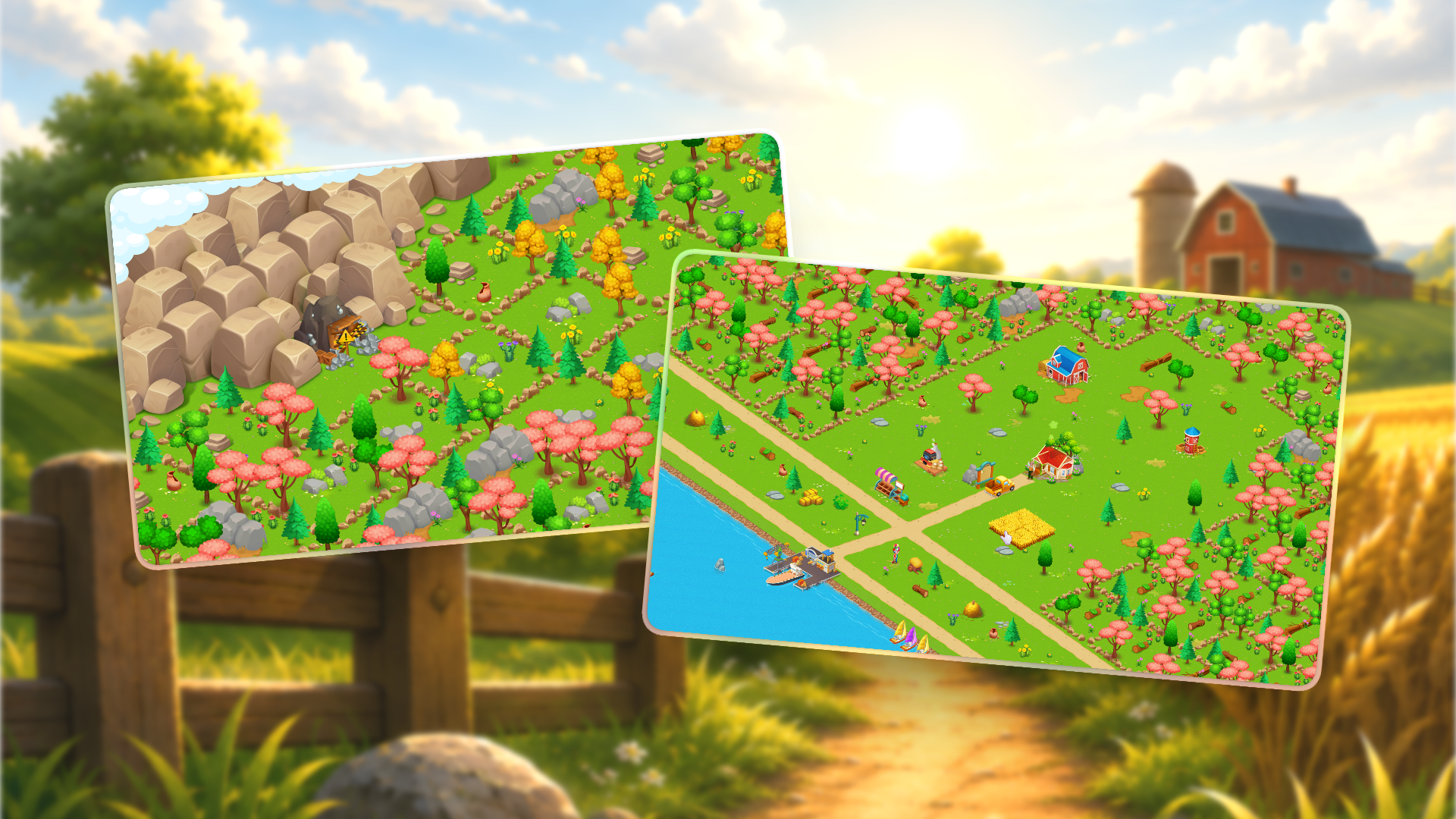 Explore the colorful farms and landscapes of Farm Spirit Mobile